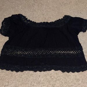 Forever 21 cropped off the shoulder laced shirt